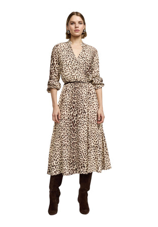 PLEASE Abito midi stampa animalier con cintura Donna Please da donna