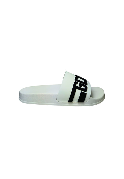 GCDS Scarpe Uomo Sliders logo chain white-black da uomo
