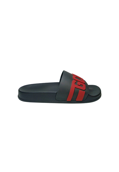 GCDS Scarpe Uomo Sliders logo chain black-bordeaux da uomo