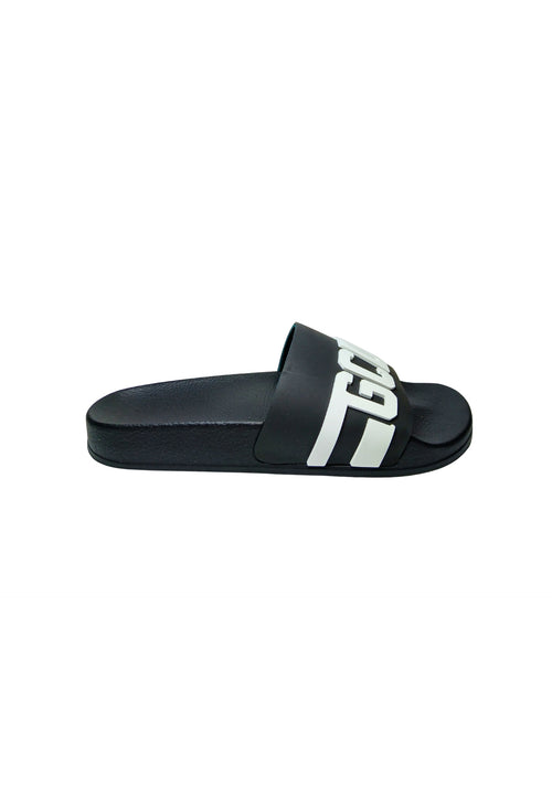 GCDS Scarpe Uomo Sliders logo chain black-white da uomo
