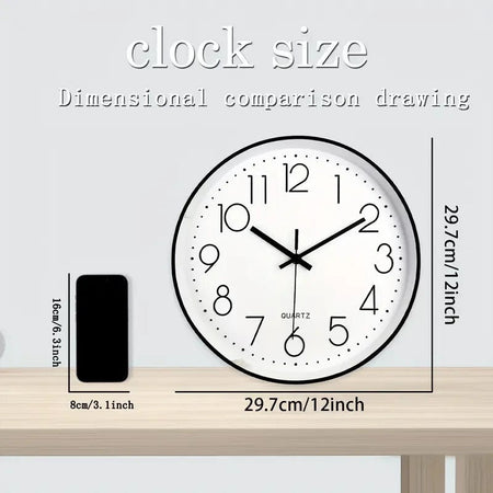 Orologio da parete al quarzo moderno da 12 pollici numeri arabi silenzioso
