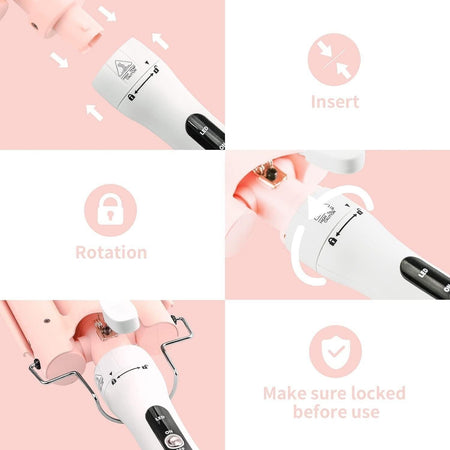 Ferro Arricciacapelli a 3 Cilindri, Piegatore per Capelli a Doppio Voltaggio