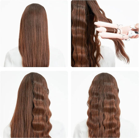 Ferro Arricciacapelli a 3 Cilindri, Piegatore per Capelli a Doppio Voltaggio