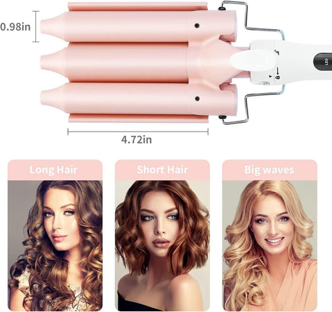 Ferro Arricciacapelli a 3 Cilindri, Piegatore per Capelli a Doppio Voltaggio