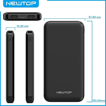 Caricabatterie power bank portatile universale 10000 mAh NEWTOP PB30