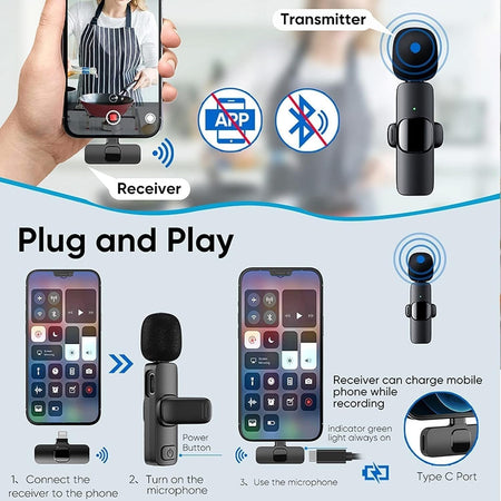Microfono Lavalier professionale wireless K9 per iPhone iPad Microfono di regist