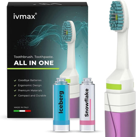 IVMAX Spazzolino Manuale e Dentifricio Tutto in Uno, Ricarica incorporata