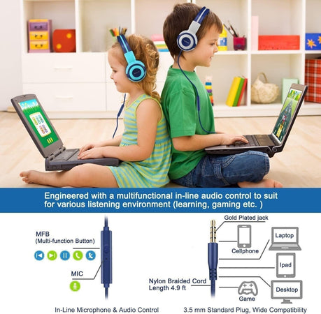 Cuffie per bambini con 94dB, 85dB, 75dB, volume limitato, cuffie per bambini
