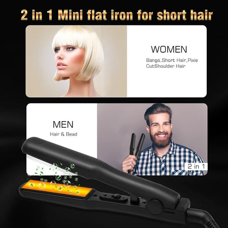 Mini piastra lisciante 2 in 1, arricciatura e levigatura, ferro arricciacapelli