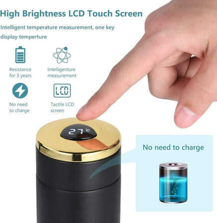 Bottiglia Acqua, 420ML Borraccia Termica, Portatile Coppa da Viaggio con LED