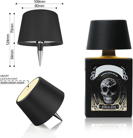 Lampada ricaricabile a forma di bottiglia da tavolo wireless dimmerabile