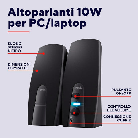 Altoparlanti per PC Trust Almo set di altoparlanti stereo USB 2.0 10 W jack A