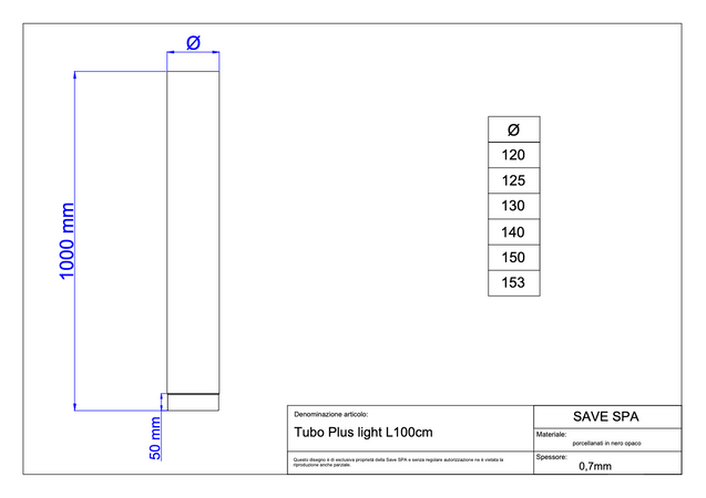 Tubo Per Stufa A Legna 'Plus Light' Ø 130X1000 Mm - Save