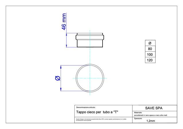 Tappo Per Raccordo A T Per Stufa A Pellet 'Light' Ø 80 Mm - Save