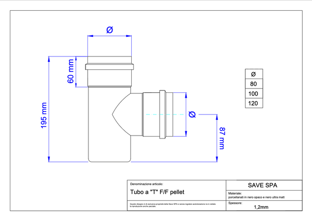 Raccordo A T Per Stufe A Pellet 'Light' Ø 80 Mm - Save