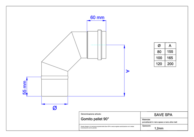 Gomito A 90 ° Per Stufe A Pellet 'Light' Ee ? 80 Mm - Save