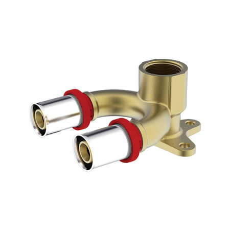 Raccordo Doppio Ikaro Femmina A U Con Flangia- Diam. 20X20 - 1/2- Ikaro- Pezzi 1