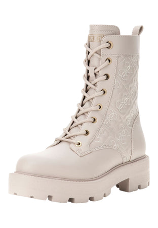 GUESS Anfibio yancee in ecopelle bianco con logo all over Donna Guess da donna