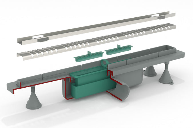 Canalina Doccia Sifonata In Abs Con Griglia In Acciaio Inox Regolabile Modello Basicflow Tea