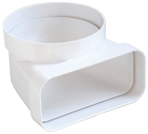 Curva Verticale Per Aerazione Canalizzata Da Tubo Tondo A Rettangolare Mm. 125/150X70, Col. Bianco