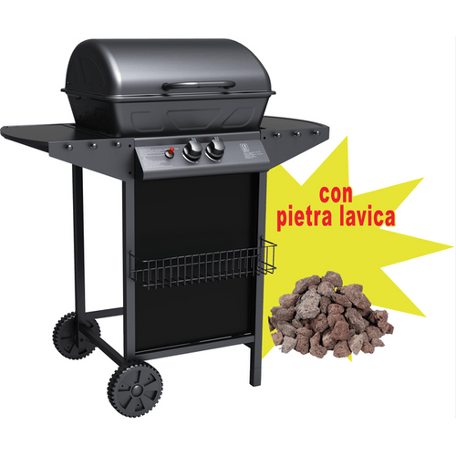 Barbecue A Gas Due Fuochi Ideal Star 'Matera' Con 2,5 Kg Di Pietra Lavica - Ideal Star