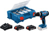 Bosch Trapano Avvitatore Con Percussione Gsb 18V-25 2 Batterie 2,0 Ah In L-Case + 63 Accessori