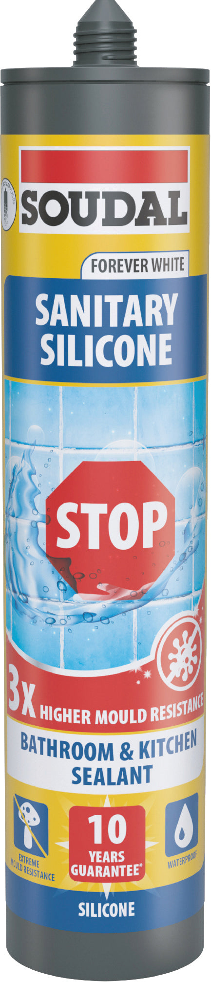Soudal Silicone Acetico Per Sanitari ''Muffa Stop'' Ml. 290 - Trasparente 12.00 Pz