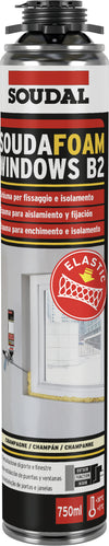 Soudal Schiuma Poliuretanica A Bassa Espansione Per Porte E Finestre B2, Per Pistola Ml. 750