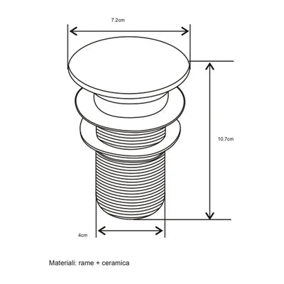 Piletta Click-Clack Lavabo Fancy Senza Troppo Pieno- Rosso Mattone- Dh- Pezzi 1