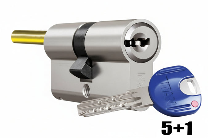 Cilindro Europeo Sagomato Titan K66 Per Pomolo- - Mm.80 (30X50) (K66-Pr3050-5Ch+1C/Bc) - 1 Pezzi Cr