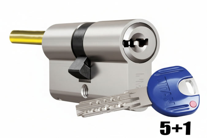 Cilindro Europeo Sagomato Titan K66 Per Pomolo- - Mm.90 (30X60) (K66-Pr3060-5Ch+1C/Bc) - 1 Pezzi Cr