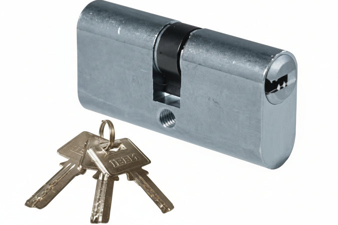 Cilindro Infilare Ovale Ottone Cromo Satinato 2402- - Mm.54 Centrato (27+27) - 2 Pezzi Ibfm