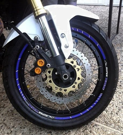 STRISCE ADESIVE blu per CERCHI 17-19 POLLICI compatibili MOTO YAMAHA SUPER TENERE
