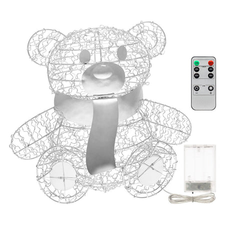 Orsetto "Teddy Bear" luminoso con led bianco freddo argento per interno