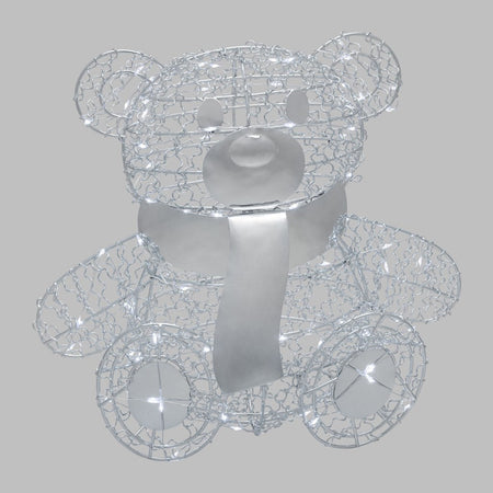 Orsetto "Teddy Bear" luminoso con led bianco freddo argento per interno
