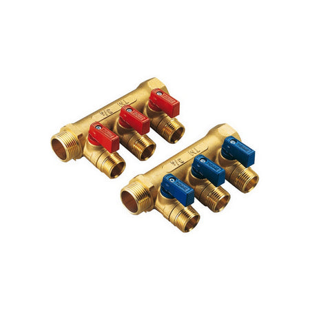 Collettore Nino Giallo Con Valvola A Sfera 3/4 X 16 4 Vie- 3/4 X 1/2 X 16- Tiemm- Pezzi 1