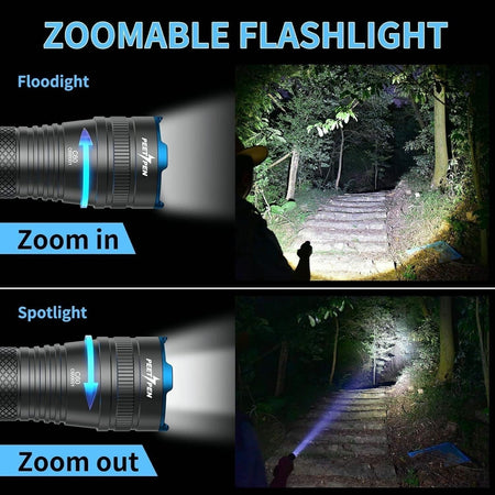 C60 Torcia super luminosa zoomabile, Torcia a LED IPX6 Impermeabile
