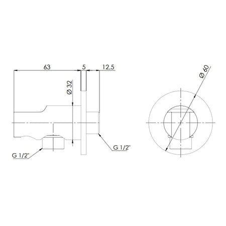 Supporto Minimal Con Presa Acqua- Nero Opaco- Remer- Pezzi 1