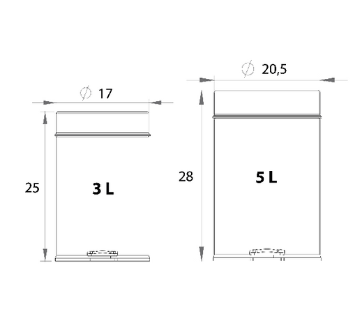 Pattumiera Fresia- Grigia Lt. 5 Diam. 20,5 X H.28- Dh- Pezzi 1