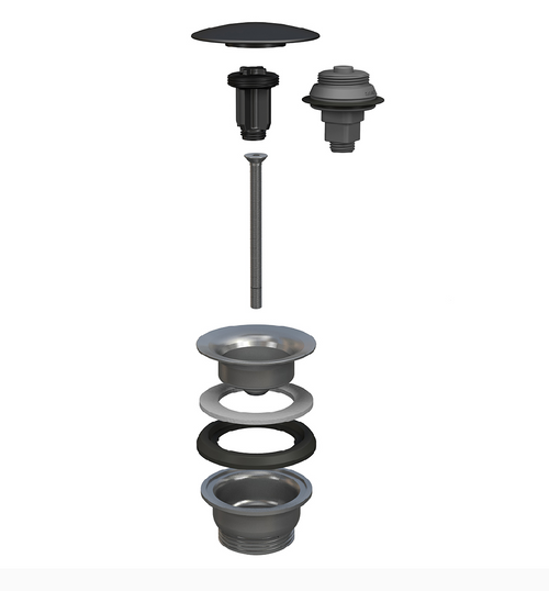 Piletta A Scatto Per Lavabo E Bidet Manitapi- Tappo In Ceramica Nera Lucida- Bonom- Pezzi 1