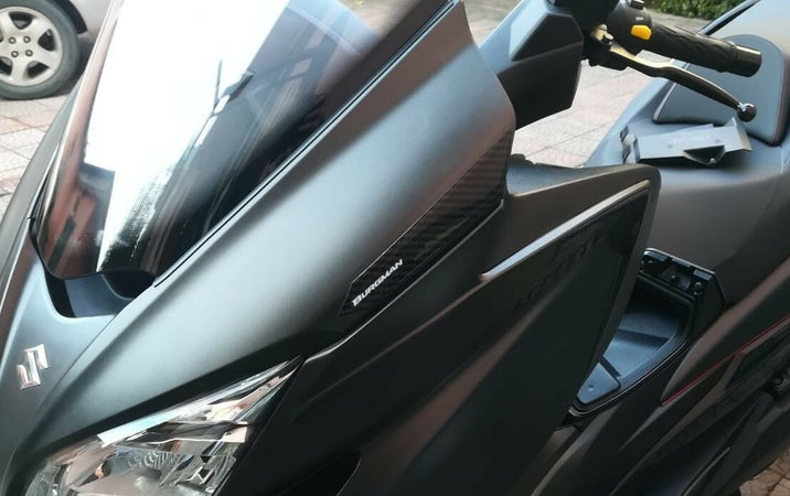 2 ADESIVI 3D fianchi cupolino compatibili scooter SUZUKI BURGMAN 400 2017-2023