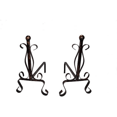 Coppia Alari Con Sfera Cm 40X23X35,5H - Made In Italy