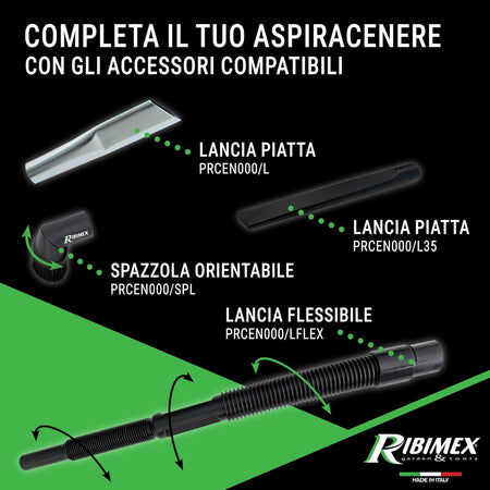 Aspiracenere Elettrico Minicen 800 Watt Con Filtro Hepa Lavabile Bidone In Acciaio 10 Litri Per Stufe E Camini Ribimex