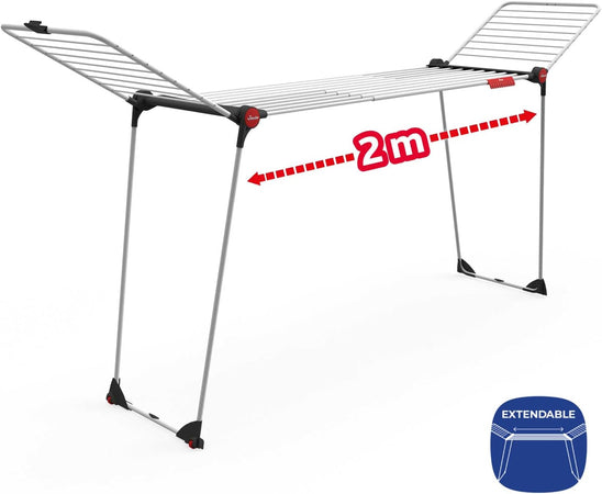 Stendino Infinity Flex Plus In Acciaio Verniciato Estensibile Fino A 2 Metri Con Ali Alte E Ruote Vileda