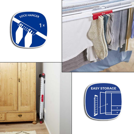 Stendino Infinity Flex Plus In Acciaio Verniciato Estensibile Fino A 2 Metri Con Ali Alte E Ruote Vileda