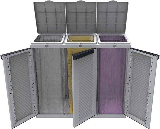 Pattumiera Ecoline3 A 3 Ante Per Raccolta Differenziata 3 Sacchi Da 110 Litri 102X39X89 Cm Terry