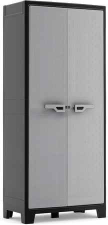 Armadio Portascope Titan Xl In Resina Antracite E Grigio 80X44X182 Cm Con Ripiani Pieghevoli E Piedini Regolabili Keter