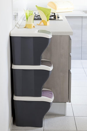 Set Pattumiere Raccolta Differenziata Poker Tris 3X20 Litri Colori Assortiti Plastica Modulare Bama