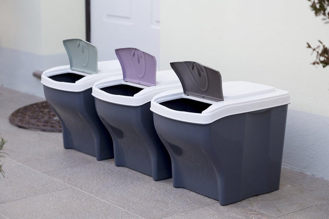 Set Pattumiere Raccolta Differenziata Poker Tris 3X20 Litri Colori Assortiti Plastica Modulare Bama