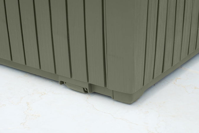 Baule Da Esterno Springwood 123X53,5X57 Cm In Resina Effetto Legno Verde Con Ruote E Struttura In Metallo Keter